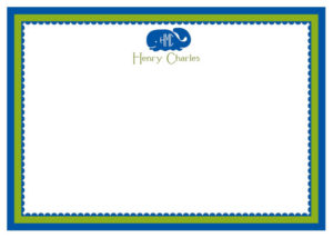 Personalized Flat Note Card Stationery {Whale}