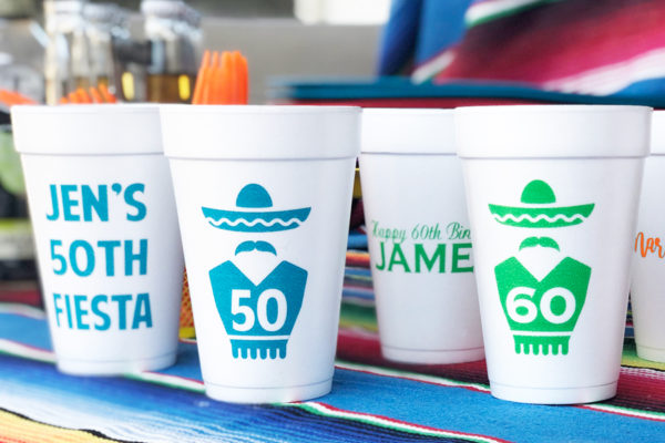 Personalized Styrofoam Cups for Mexican Fiesta