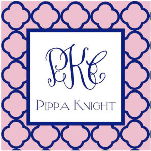 Personalized Gift Tag Stickers {Blue Clover in Pink}