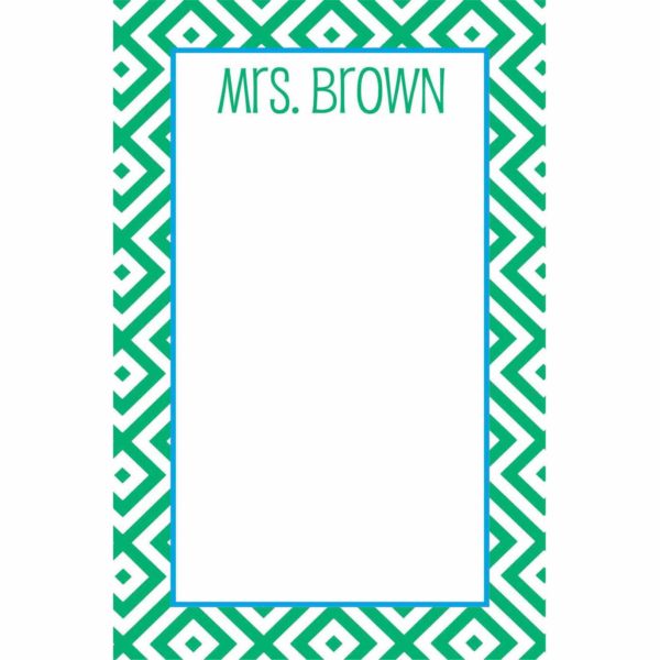 Personalized Set of 2 Custom Printed Notepads {Diamond-Green}