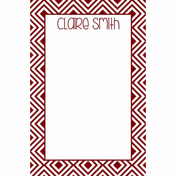 Personalized Set of 2 Custom Printed Notepads {Diamond-Maroon}
