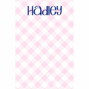 Personalized Set of 2 Custom Printed Notepads {Gingham-Pink}