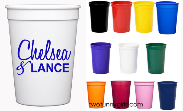 Personalized Plastic Stadium Cups, Wedding Plastic Cups, Custom