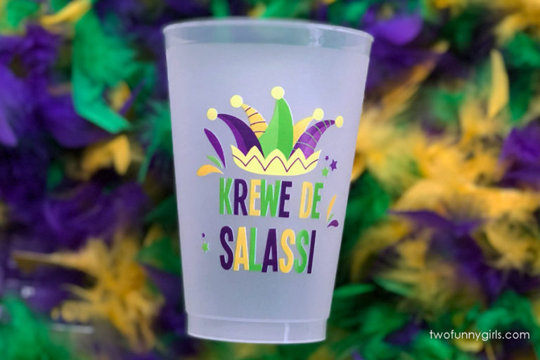 Personalized Frosted Roadie Cups Full Color {Mardi Gras}