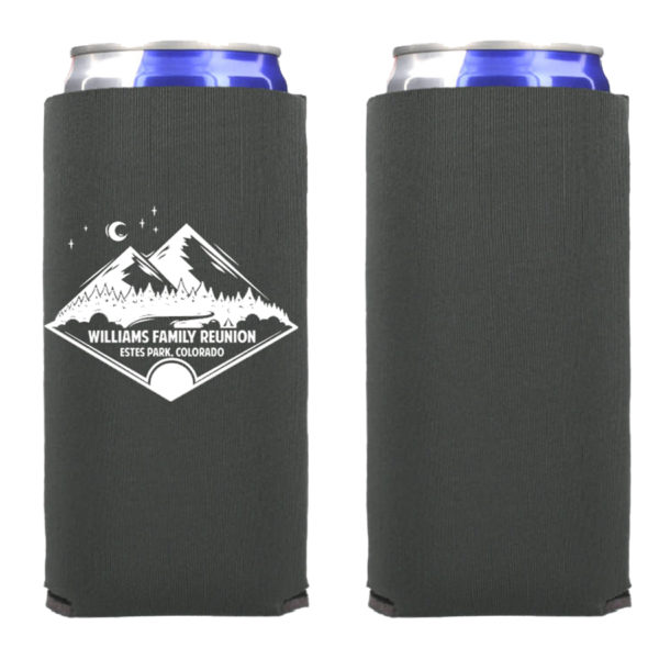 Personalized slim Can Koozie Family reunion | Image 99-534 | Font American Purpose