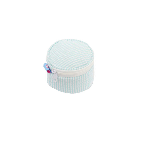 Mini (3") "Button" Bag/Jewelry Rounds {Light Blue Seersucker}