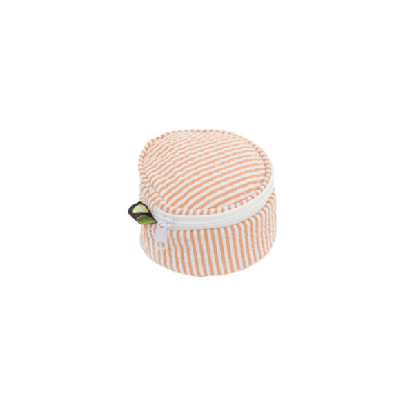 Mini (3") "Button" Bag/Jewelry Rounds {Orange Seersucker}