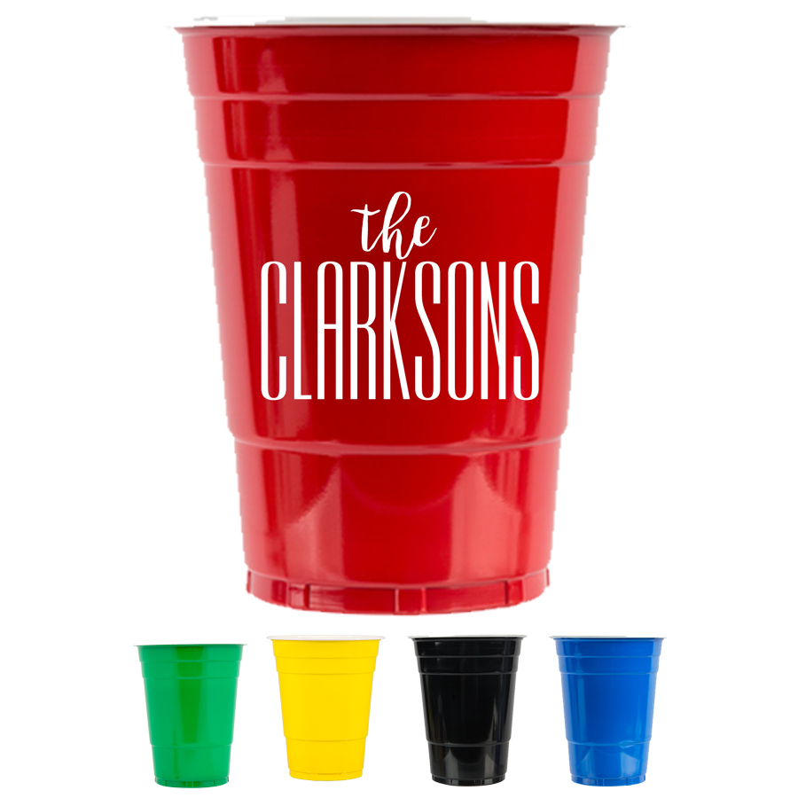 16 oz. Personalized Monogram Disposable Plastic Cups - 40 Ct.