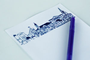 Personalized  Notepad Set {Texas Christian University (TCU) Campus Skyline - Fort Worth}