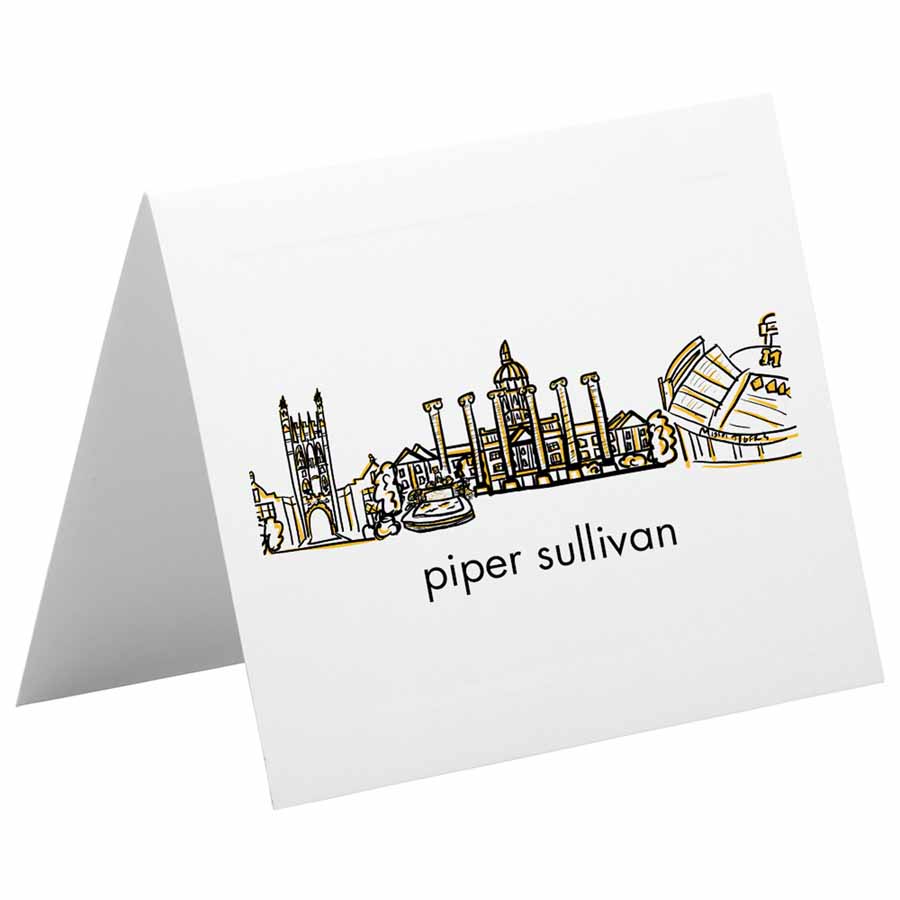 Personalized Foldover Notecard Stationery Set {University of Missouri -  Columbia, Missouri Campus Skyline}