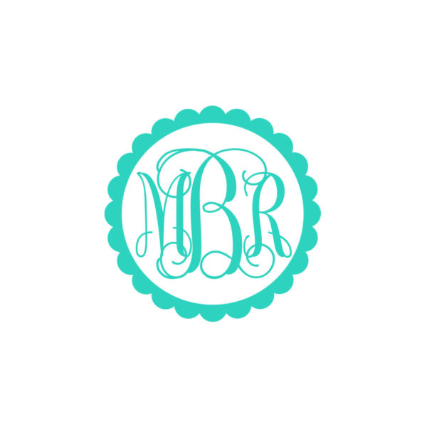 Vinyl Monogram Sticker Decal Scallop Frame {3 or 5 Inches}