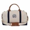 Canvas Weekender Zip Top Shoulder Bag {Navy} - Image 2
