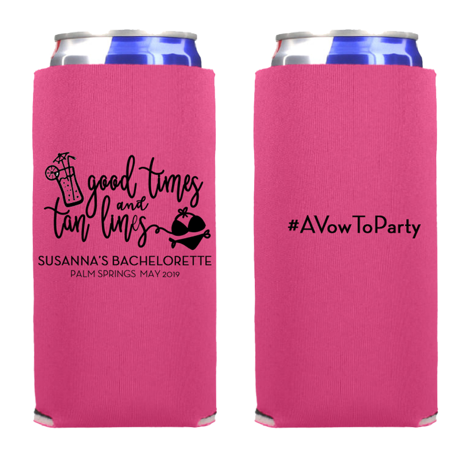 SUN201 Custom Skinny Can Cooler Two Less Fish in Sea Seltzer Customized Slim 12oz Beach Wedding Can Coolers Personalized Wedding Favors