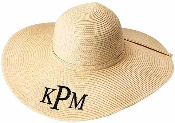 Paper Braid Women's Floppy Hat with Monogram {Natural}