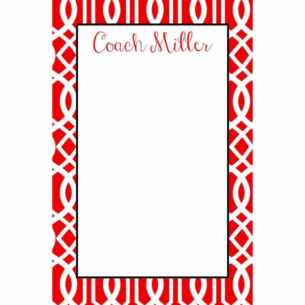 Personalized Set of 2 Custom Printed Notepads {Trellis-Red}