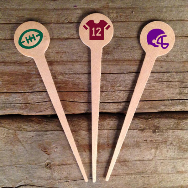 Personalzied 4" Wooden Food Pick {Football Tailgate}