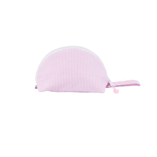 Small Taco Shaped Cosmetic Bag {Pink Seersucker}