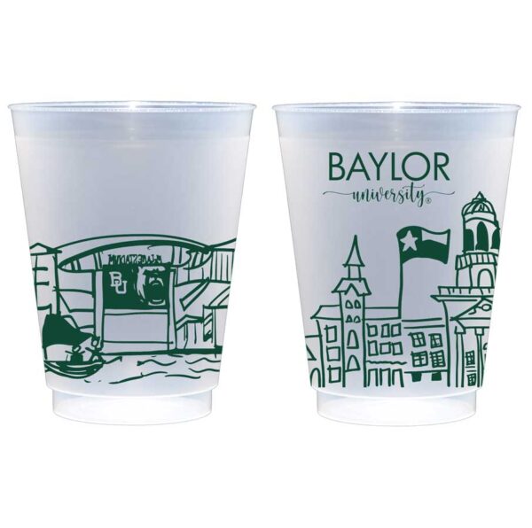 Shatterproof Roadie Cup 10 Pack {Baylor University Landmarks-Waco, Texas Campus Skyline}