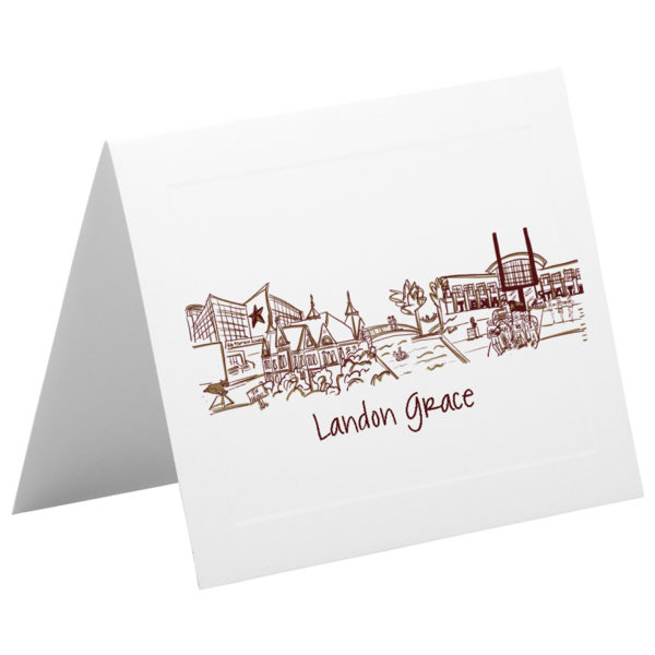 Texas State University - San Marcos, Texas Campus Skyline - Personalized Foldover Notecard