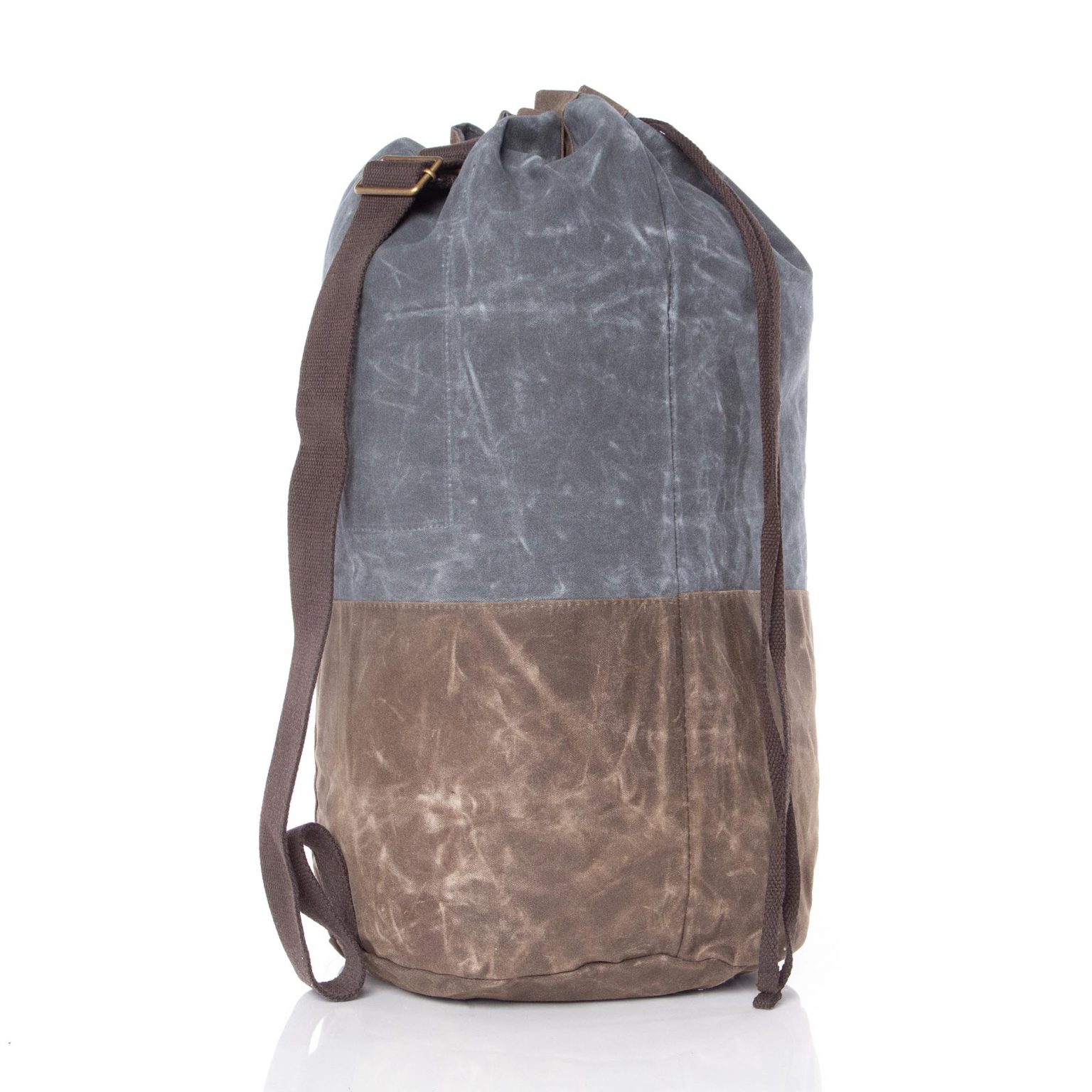 Waxed Laundry Duffle Bag with Monogram {Slate/Brown}