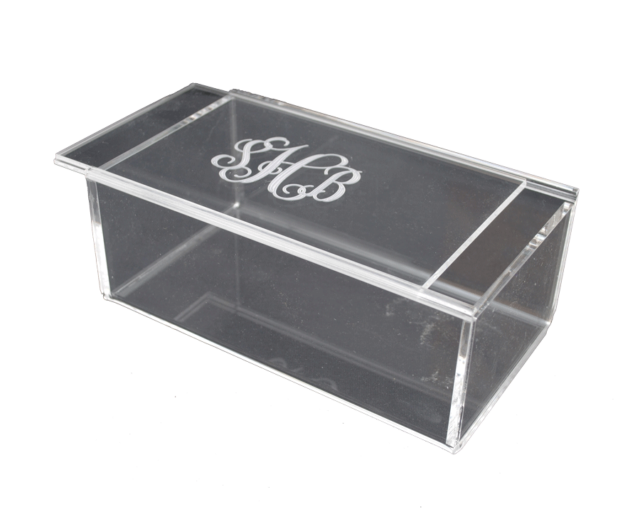 Personalized Clear Acrylic Box with Sliding Lid with Monogram
