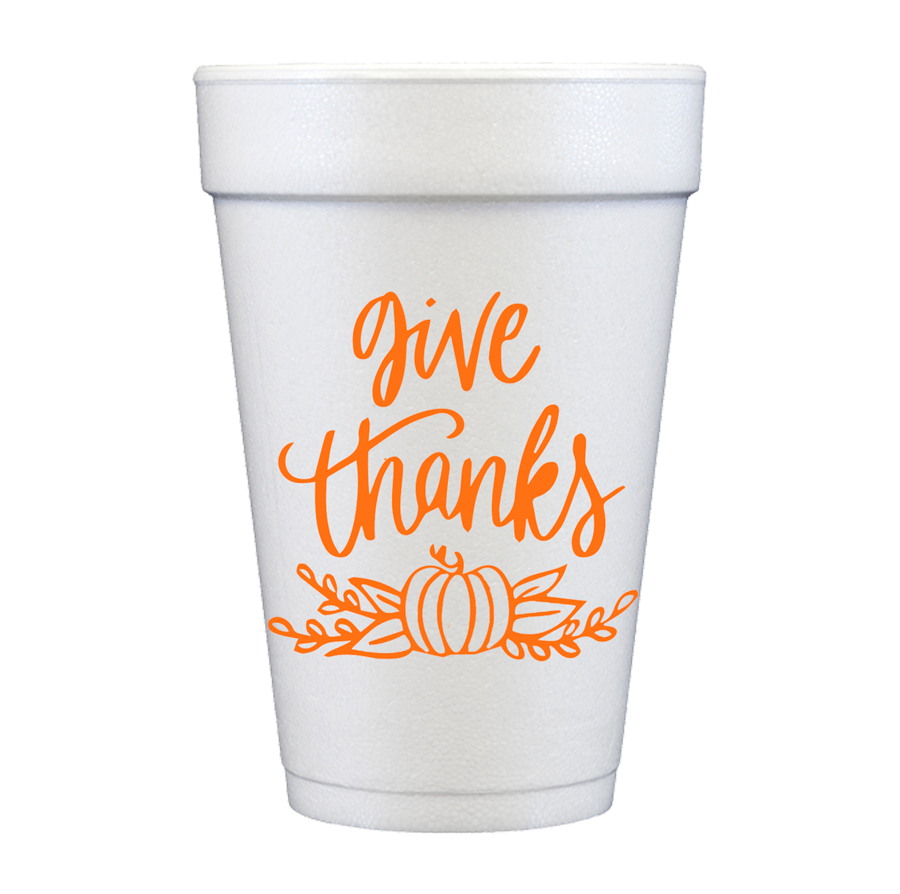 Thanksgiving Styrofoam Cups Eat Drink Thankful in Script