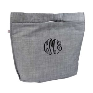 Insulated Large Cooler Bag with Velcro Close Top  {Chambray - Grey}