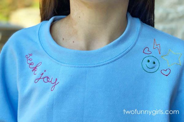 Crewneck Sweatshirt with Hand Stitched Font {Adult Sizes}
