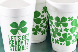 Personalized Styrofoam Cups for St. Patrick's Day