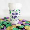 Mardi Gras Styrofoam Cup - Mardi Gras Icons Wrap- 10 Pack Sleeve - Image 4