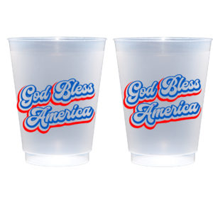 God Bless America in Script Font – Frosted Shatterproof Cup {10 pack}
