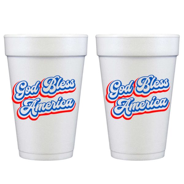 God Bless America in Script Font - Disposable Foam Cup {10 pack} HID