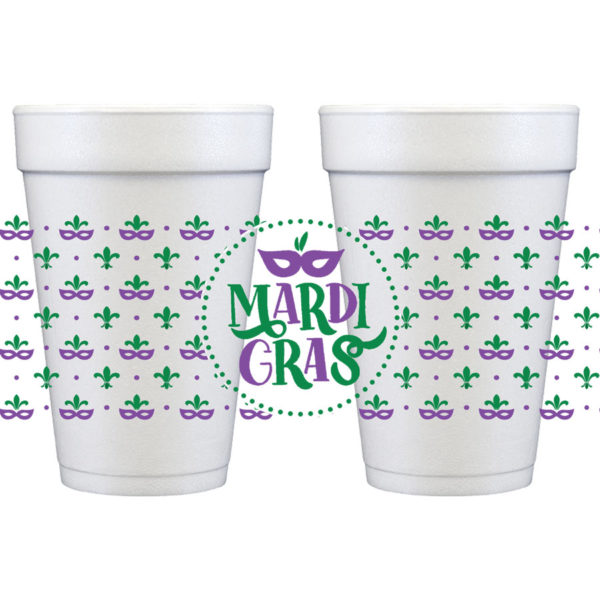 Mardi Gras Styrofoam Cups 10 Pack {Masks Wrap} HID