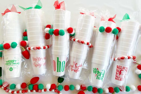 Custom Christmas Styrofoam Cups | Bulk Printing for 25+ Sleeves {One Design in 10 Pack Sleeve}