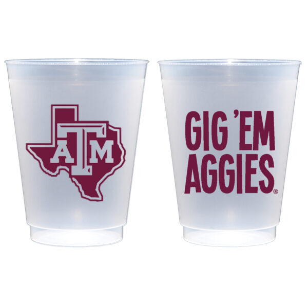 Texas A&M University Logo/Gig 'Em Aggies Shatterproof Roadie Cup 10 Pack