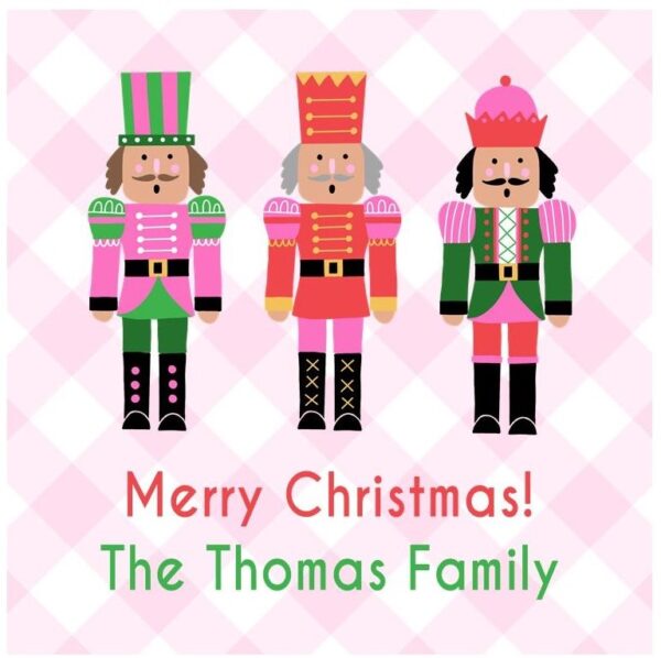 Personalized Christmas Gift Tag Stickers {Gingham Nutcrackers}
