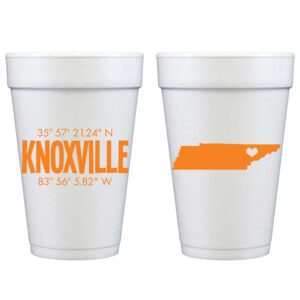 Knoxville, Tennessee GPS coordinate foam cups