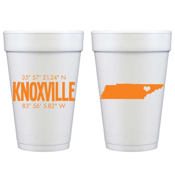 Knoxville, Tennessee GPS coordinate foam cups