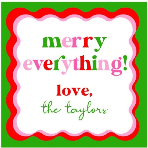 Personalized Christmas Gift Tag Stickers {Merry Everything Wavy}