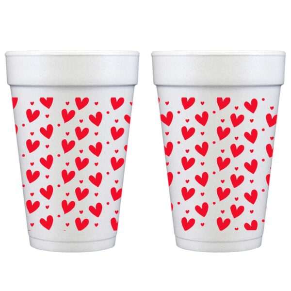 Valentine's Day Disposable Foam Party Cup (10 count bag-Red Hearts)