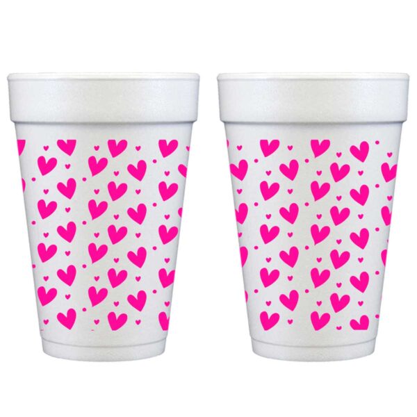 Valentine's Day Disposable Foam Party Cup (10 count bag-Pink Hearts) HID