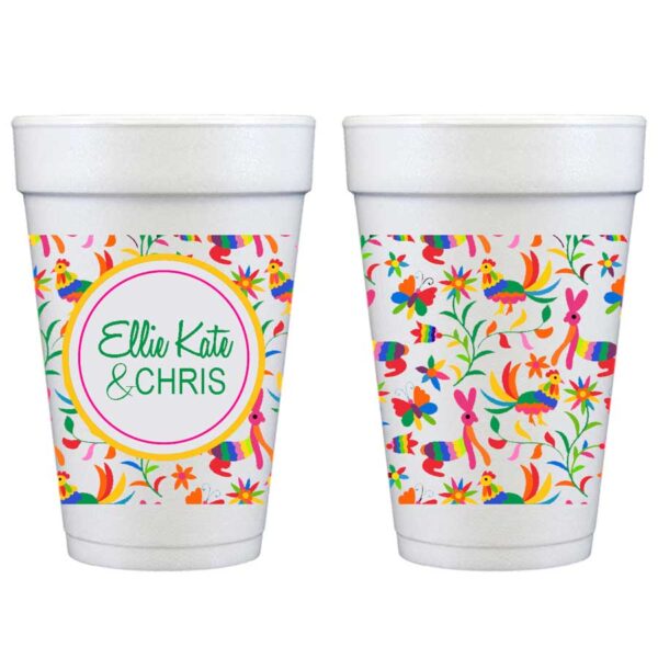 Personalized Styrofoam Cups Mexican Otomi Wrap