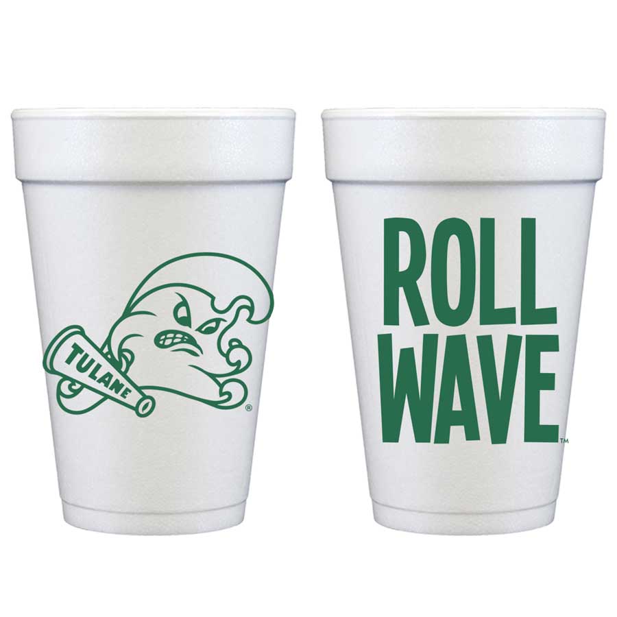 Tulane-University-Disposible-Foam-Party-Cup-Roll-Green-Wave-9 Tulane University Logo/Roll Wave {Styrofoam Cup 10 Pack}