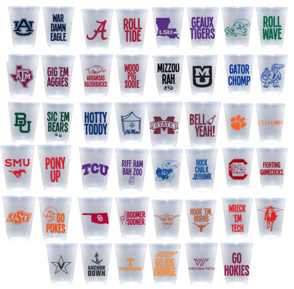 Bulk Order (25+) Collegiate Logo/Spirit Phrase Cups {Frosted Shatterproof}