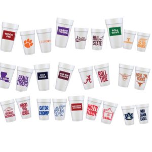 Bulk Order (25+) Collegiate Logo/Spirit Phrase Cups {Styrofoam}