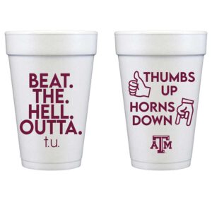 Texas A&M University Thumbs Up/Horns Down {Styrofoam Cup 10 Pack}