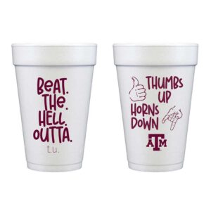 Texas A&M University Thumbs Up/Horns Down {Styrofoam Cup 10 Pack}