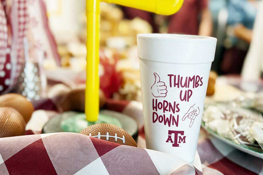 Texas-Aggie-Beat-the-Hell-Outta-tu-Horns-Down-Foam-Cup-9 Texas A&M University Thumbs Up/Horns Down {Styrofoam Cup 10 Pack} - Image 3