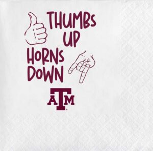 Texas A&M Horns Down/Thumbs Up {White Napkin 20 pack}