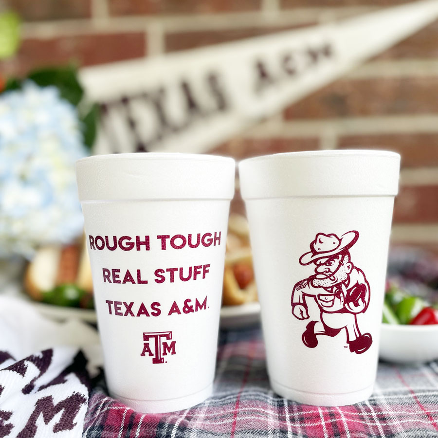 Texas-Aggie-Football–Tailgate-Ole-Sarge-Disposable-Frost-Plastic-Tailgate-Cups-9 Texas A&M University Ole Sarge Football {Styrofoam Cup 10 Pack} - Image 9